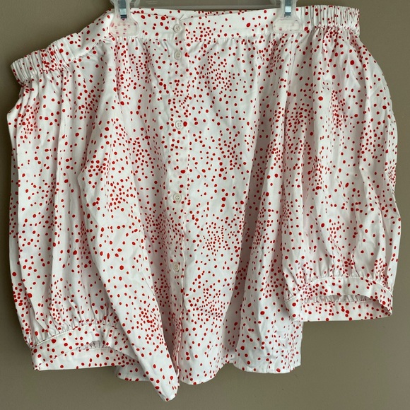 H&M Red and White Polka Dot Off Shoulder Top - Picture 1 of 2